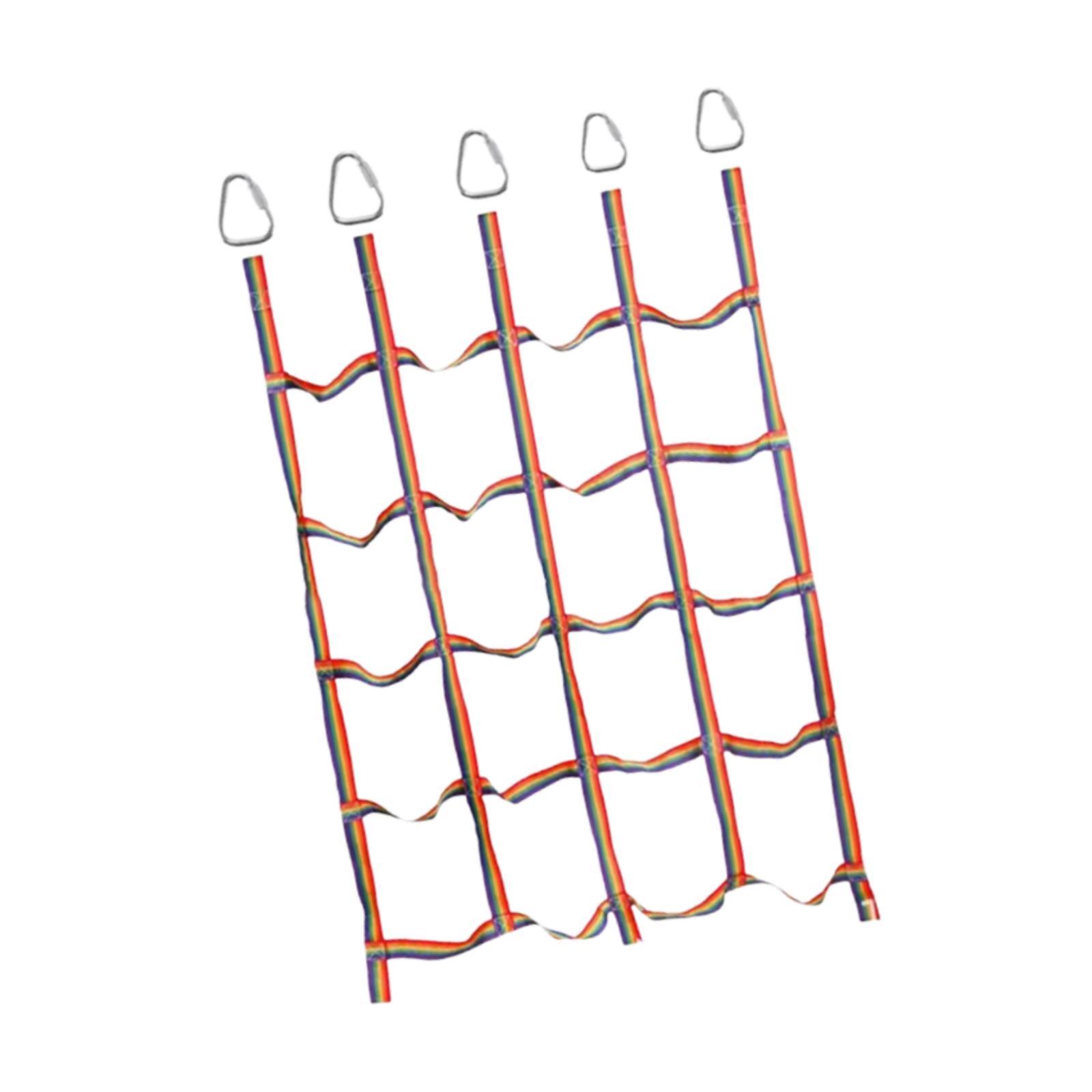 Rope Climb - 子供用クライミングネット、レインボーロープラダー、屋外用プレイセット、ナイロンメッシュ製、ツリーハウスやブランコ、ジャングルジム用アクセサリー。
