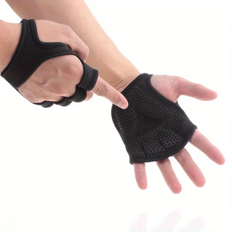Weightlifting Gloves - 男性と女性のためのフィットネスグローブ,滑り止め,ハーフフィンガー,手首サポート,ボディービル,フィットネス,ウェイトリフティング,2個