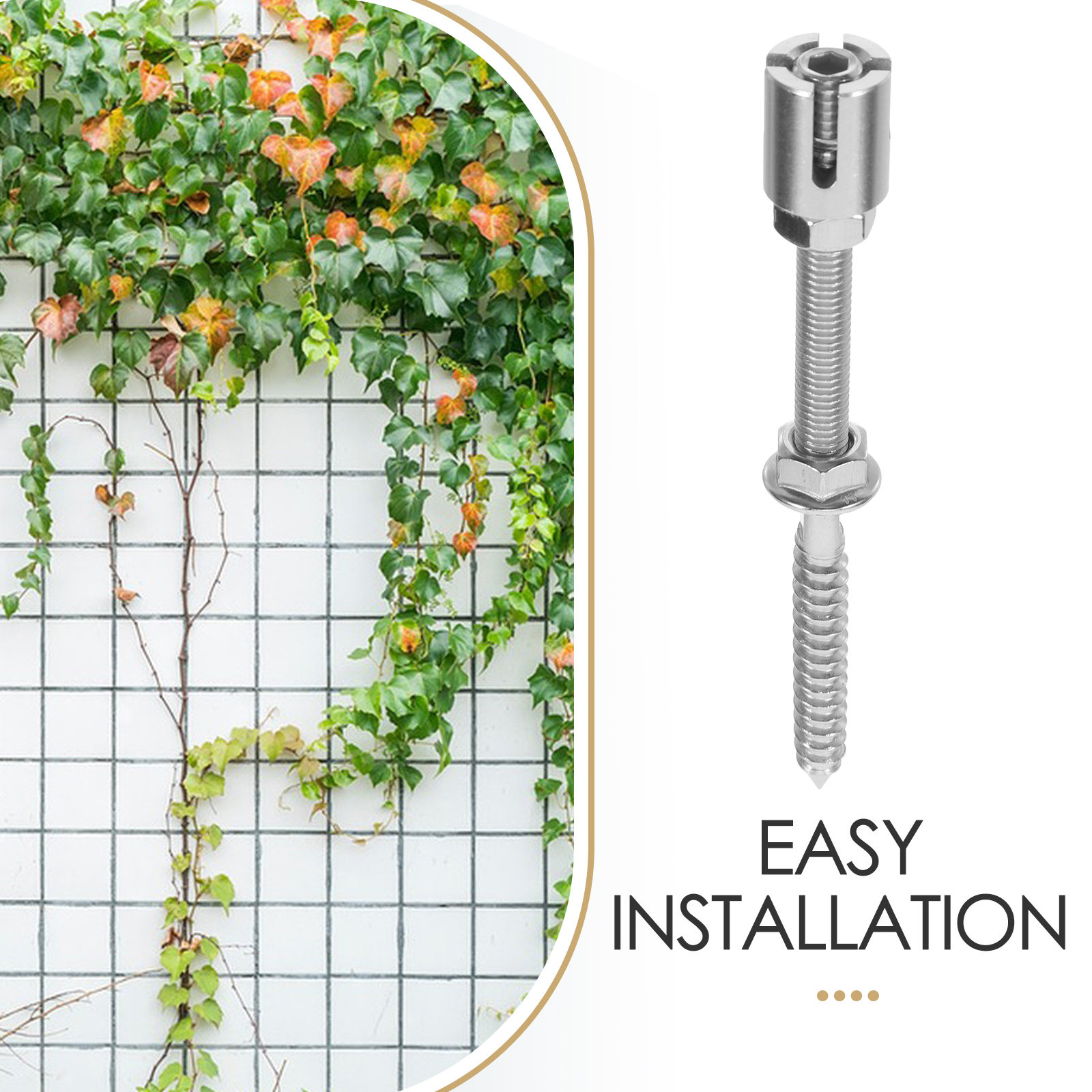 つる性植物用の屋外支柱固定具。ステンレス製ワイヤーロープクラ - Rope Climb のレビューと価格
